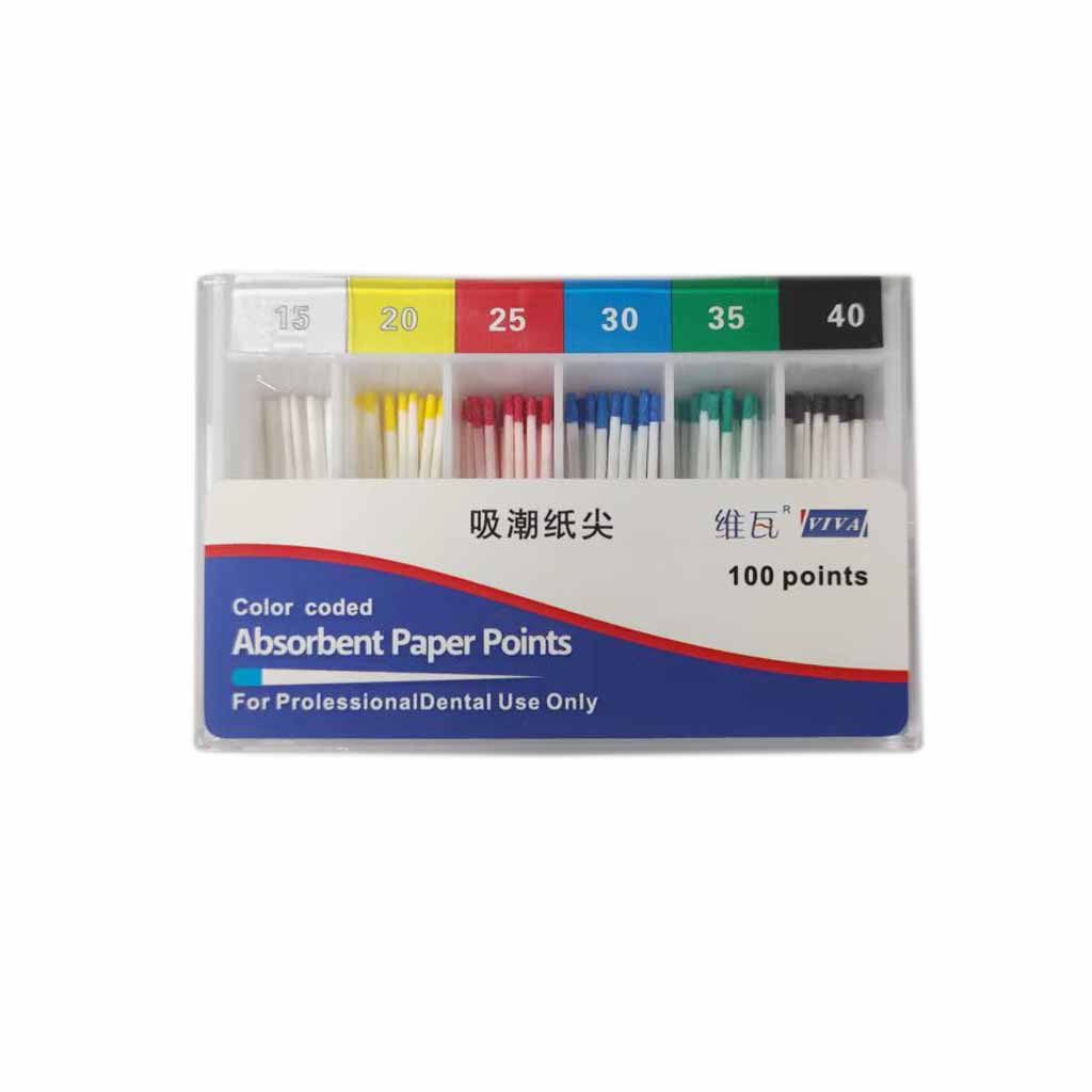 Viva Dental Absorbent Paper, 04 Taper Tip, 100pcs/box, #15-40#