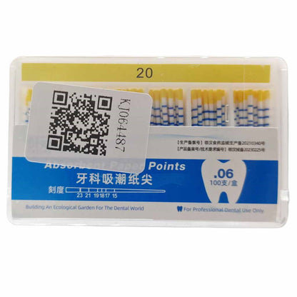 YaYuan 0.06 taper dental absorbent paper, cone-shaped tip, 100 sheets/box, size 15