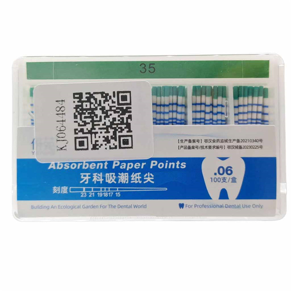YaYuan 0.06 taper dental absorbent paper, cone-shaped tip, 100 sheets/box, size 15
