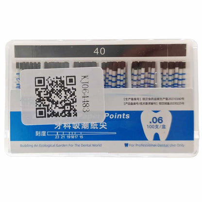 YaYuan 0.06 taper dental absorbent paper, cone-shaped tip, 100 sheets/box, size 15